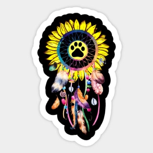 Dreamcatcher Sunflower Dog Paw Sticker